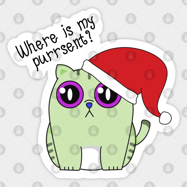 Christmas Cat Present Sticker by Mey Designs